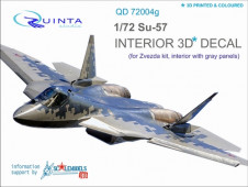 QD72004g 3D Декаль интерьера кабины Су-57 (для модели Звезда 7319) (серые панели)